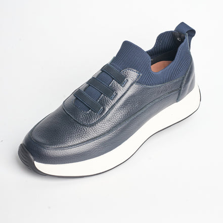 BB-028 Navy - Knit Elastic Slip-On Sneaker - Bruno Bunker