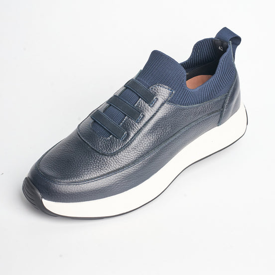 BB-028 Navy - Knit Elastic Slip-On Sneaker - Bruno Bunker