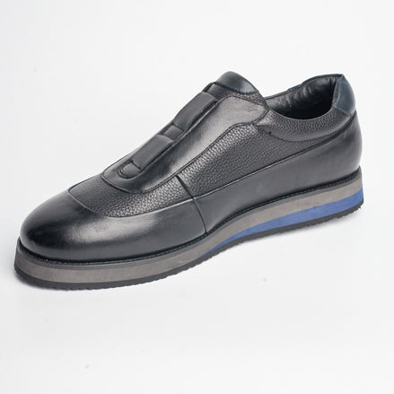 BB-035 Black GreySole - Hidden-Lace Leather Derby - Bruno Bunker
