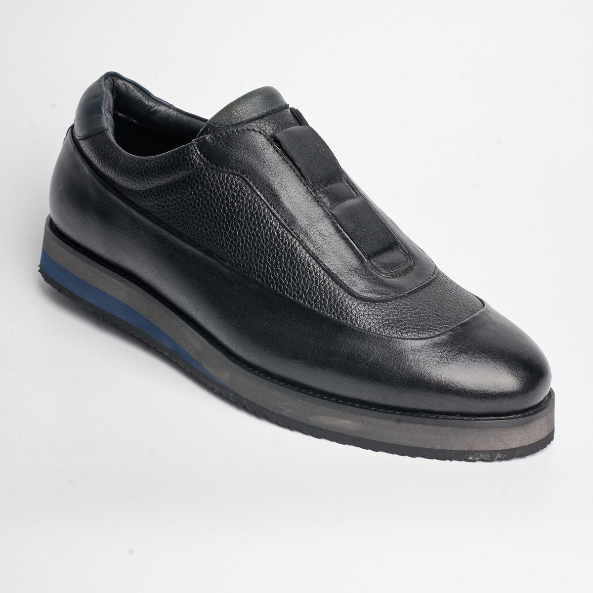 BB-035 Black GreySole - Hidden-Lace Leather Derby - Bruno Bunker