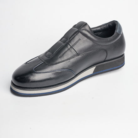 BB-035 Black WhiteSole - Hidden-Lace Leather Derby - Bruno Bunker
