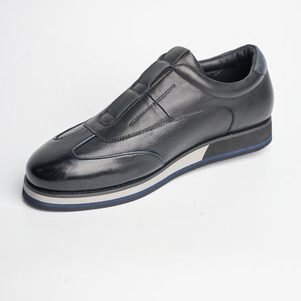 BB-035 Black WhiteSole - Hidden-Lace Leather Derby - Bruno Bunker