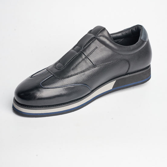 BB-035 Black WhiteSole - Hidden-Lace Leather Derby - Bruno Bunker
