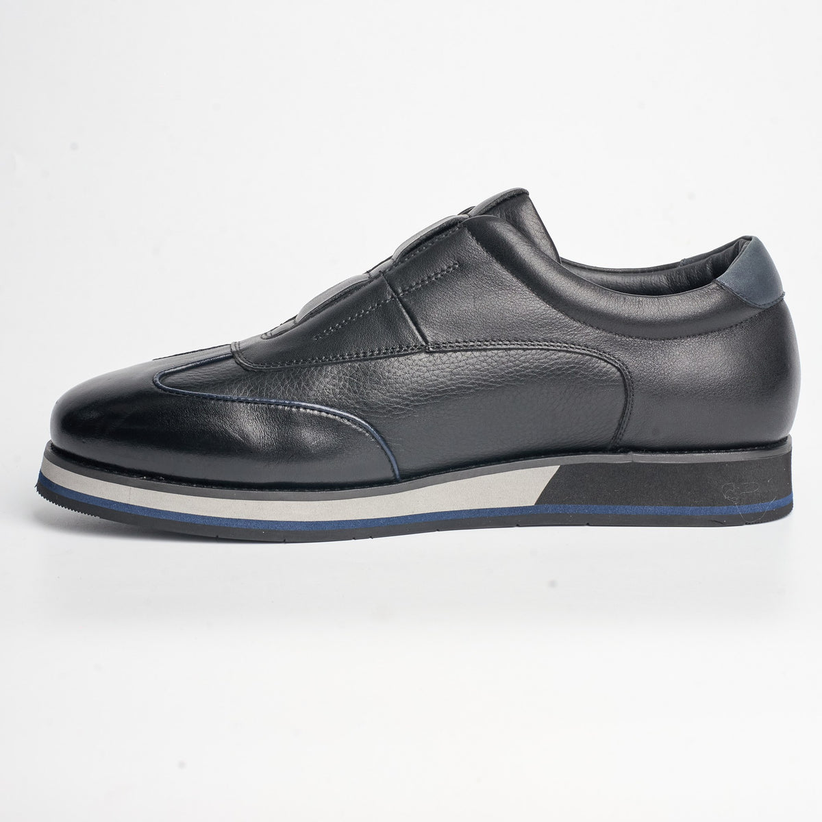 BB-035 Black WhiteSole - Hidden-Lace Leather Derby - Bruno Bunker