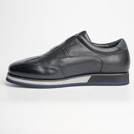 BB-035 Black WhiteSole - Hidden-Lace Leather Derby - Bruno Bunker