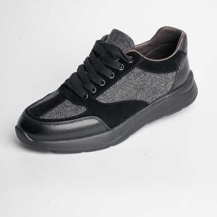 BB-038 Black Grey - Tweed & Suede Derby - Bruno Bunker