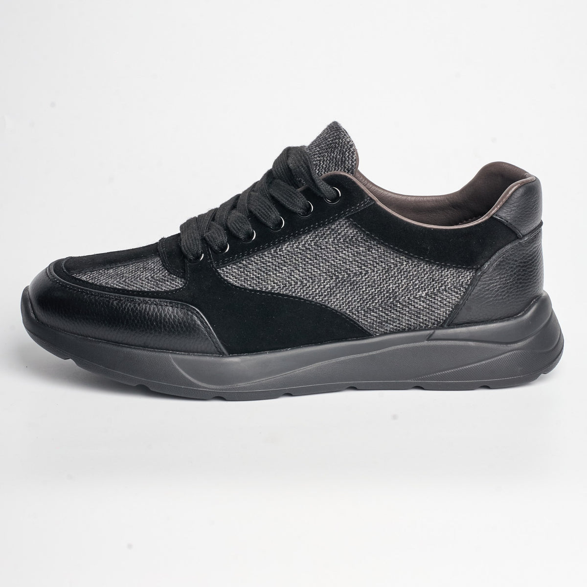 BB-038 Black Grey - Tweed & Suede Derby - Bruno Bunker
