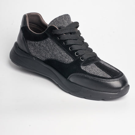 BB-038 Black Grey - Tweed & Suede Derby - Bruno Bunker