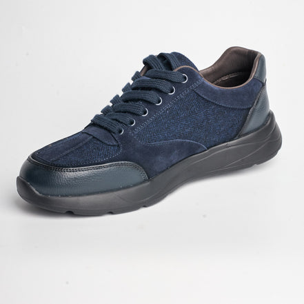 BB-038 Navy - Tweed & Suede Derby - Bruno Bunker