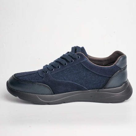 BB-038 Navy - Tweed & Suede Derby - Bruno Bunker