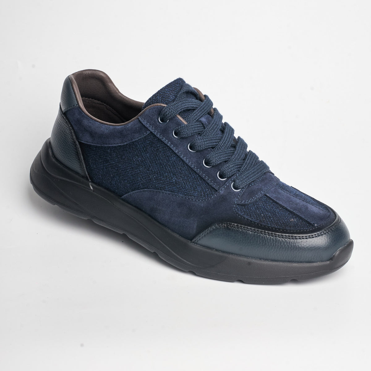 BB-038 Navy - Tweed & Suede Derby - Bruno Bunker