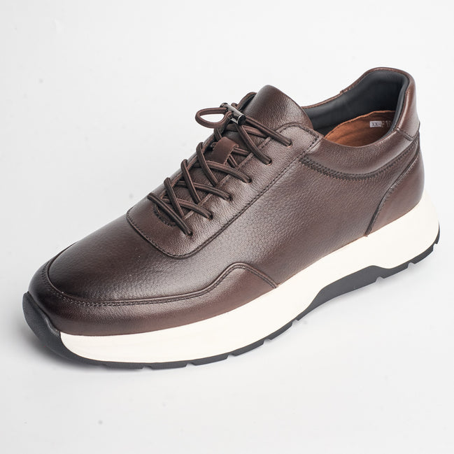 BB-039 Brown - Plain Leather Sneaker - Bruno Bunker
