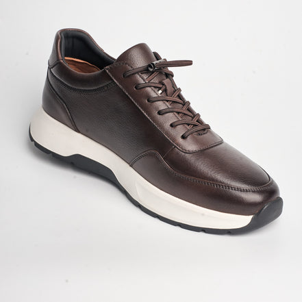 BB-039 Brown - Plain Leather Sneaker - Bruno Bunker