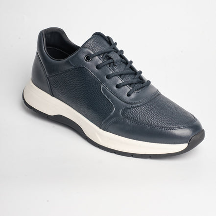BB-040 Navy - Perforated Leather Sneaker - Bruno Bunker
