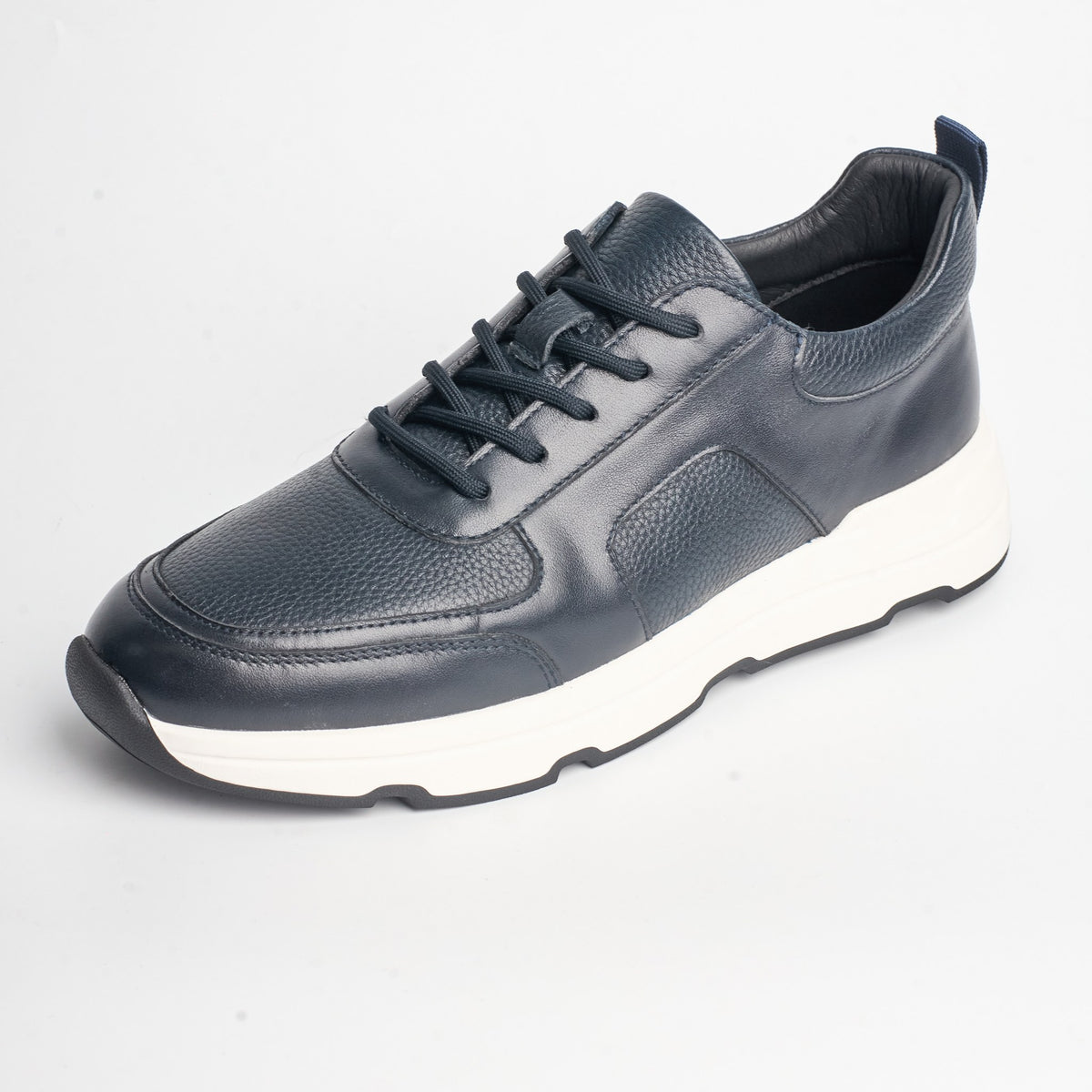 BB-041 Navy - Wave-Sole Leather Sneaker - Bruno Bunker