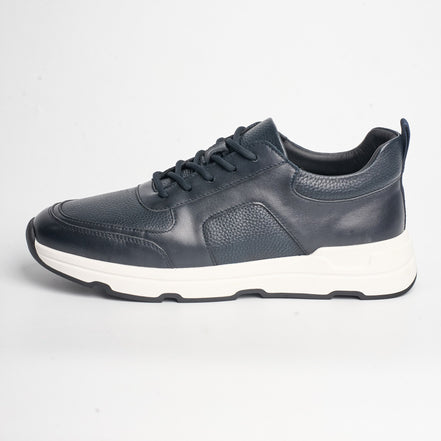 BB-041 Navy - Wave-Sole Leather Sneaker - Bruno Bunker