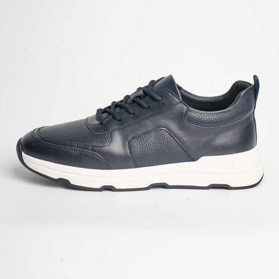 BB-041 Navy - Wave-Sole Leather Sneaker - Bruno Bunker