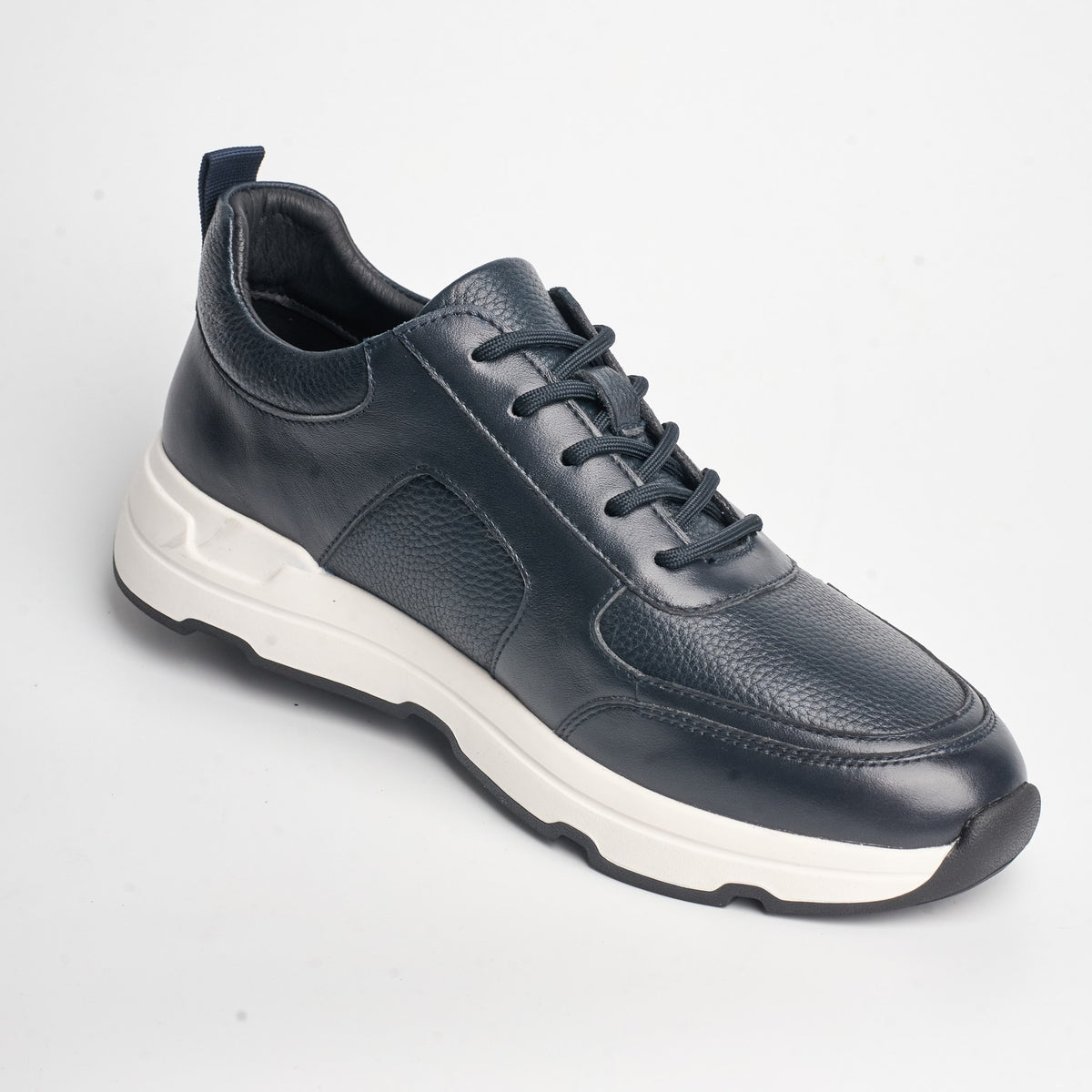 BB-041 Navy - Wave-Sole Leather Sneaker - Bruno Bunker