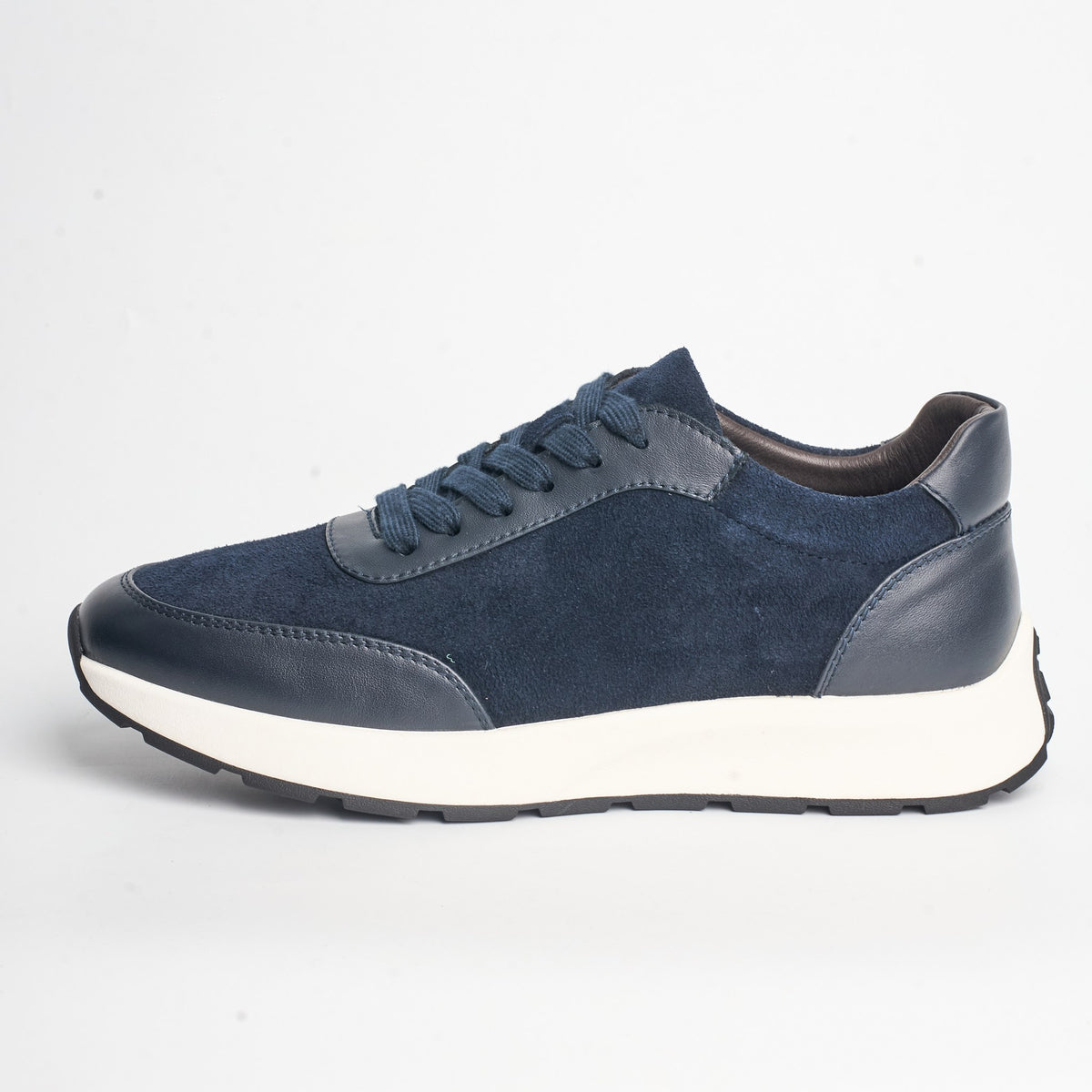 BB-043 Navy - Suede Panel Lace-Up Trainer - Bruno Bunker