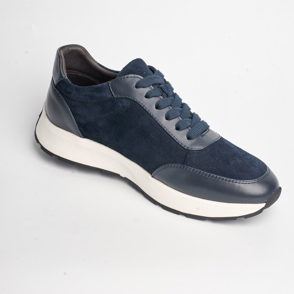 BB-043 Navy - Suede Panel Lace-Up Trainer - Bruno Bunker