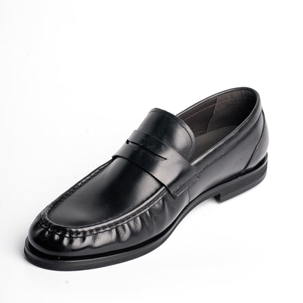BB-044 Black - Gathered-Vamp Penny Loafer - Bruno Bunker