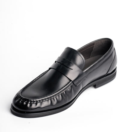 BB-044 Black - Gathered-Vamp Penny Loafer - Bruno Bunker