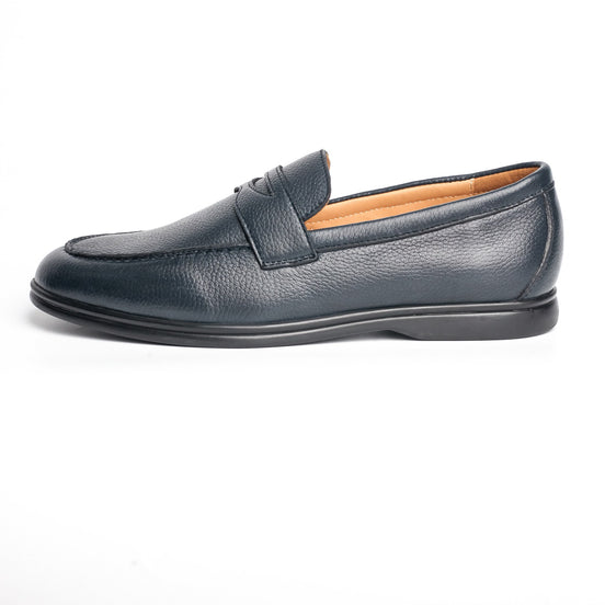 BB-060 Navy - Leather Penny Loafer - Bruno Bunker