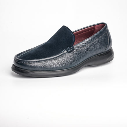 BB-065 Navy - Suede-Vamp Venetian Loafer - Bruno Bunker