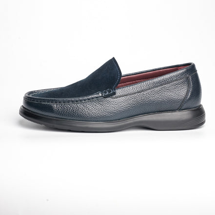 BB-065 Navy - Suede-Vamp Venetian Loafer - Bruno Bunker