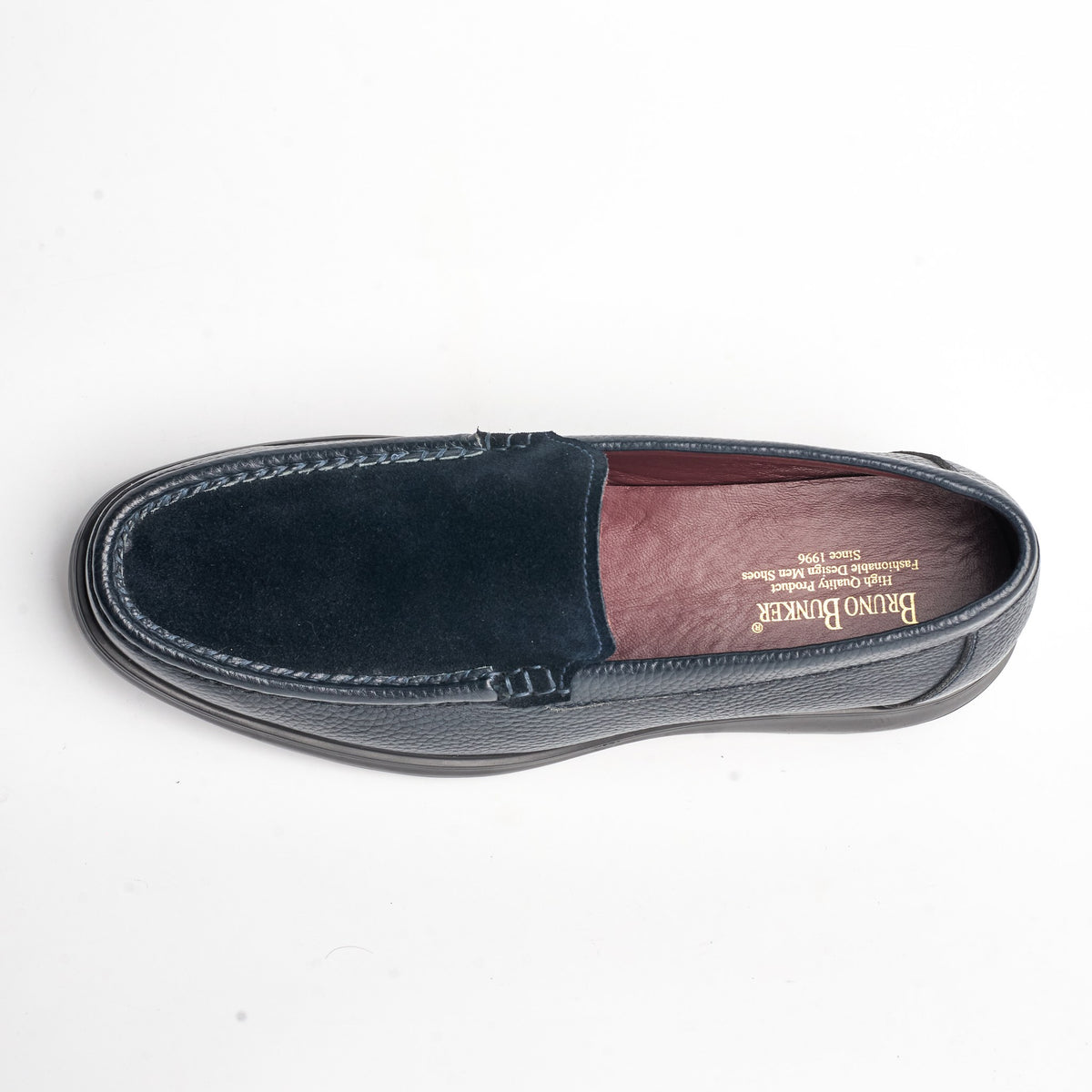 BB-065 Navy - Suede-Vamp Venetian Loafer - Bruno Bunker