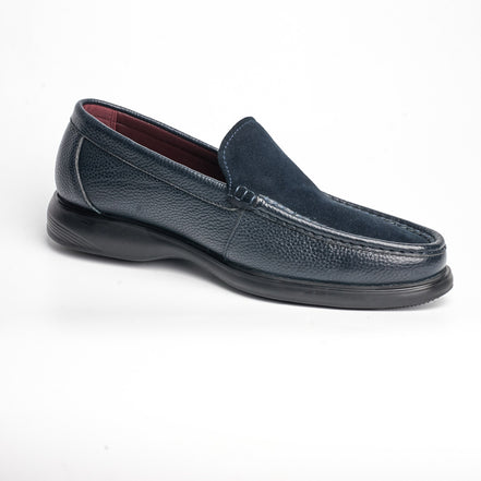BB-065 Navy - Suede-Vamp Venetian Loafer - Bruno Bunker