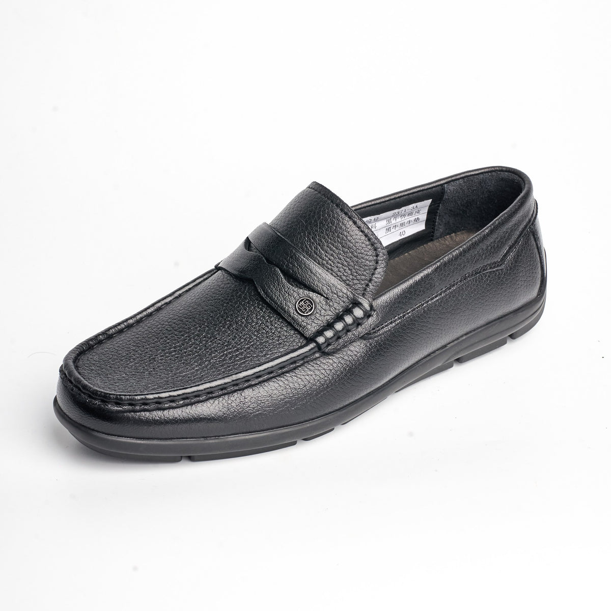 BB-067 Black - Pebbled-Leather Driving Loafer - Bruno Bunker