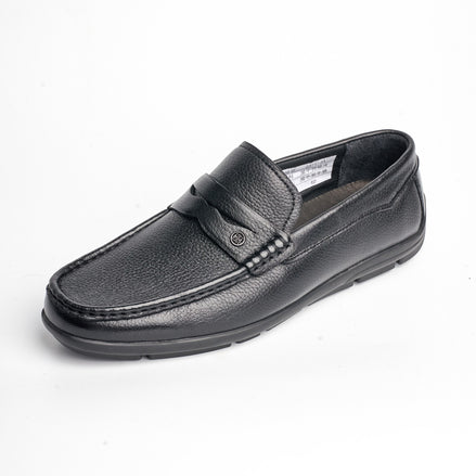 BB-067 Black - Pebbled-Leather Driving Loafer - Bruno Bunker