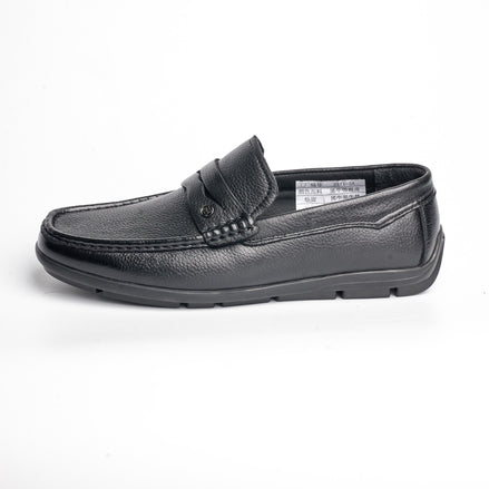 BB-067 Black - Pebbled-Leather Driving Loafer - Bruno Bunker