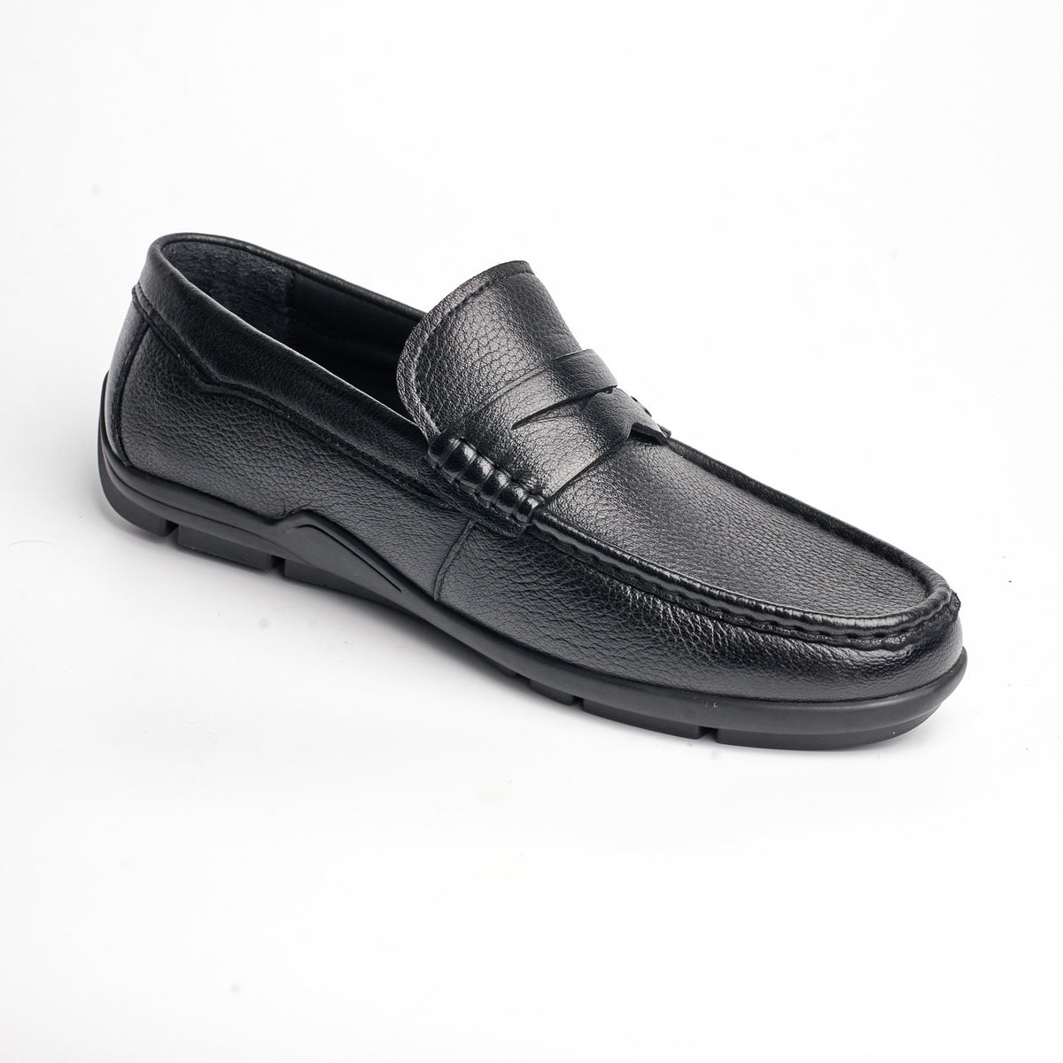 BB-067 Black - Pebbled-Leather Driving Loafer - Bruno Bunker