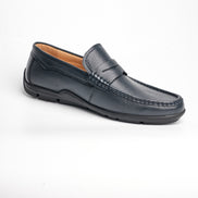 BB-067 Navy - Pebbled-Leather Driving Loafer - Bruno Bunker