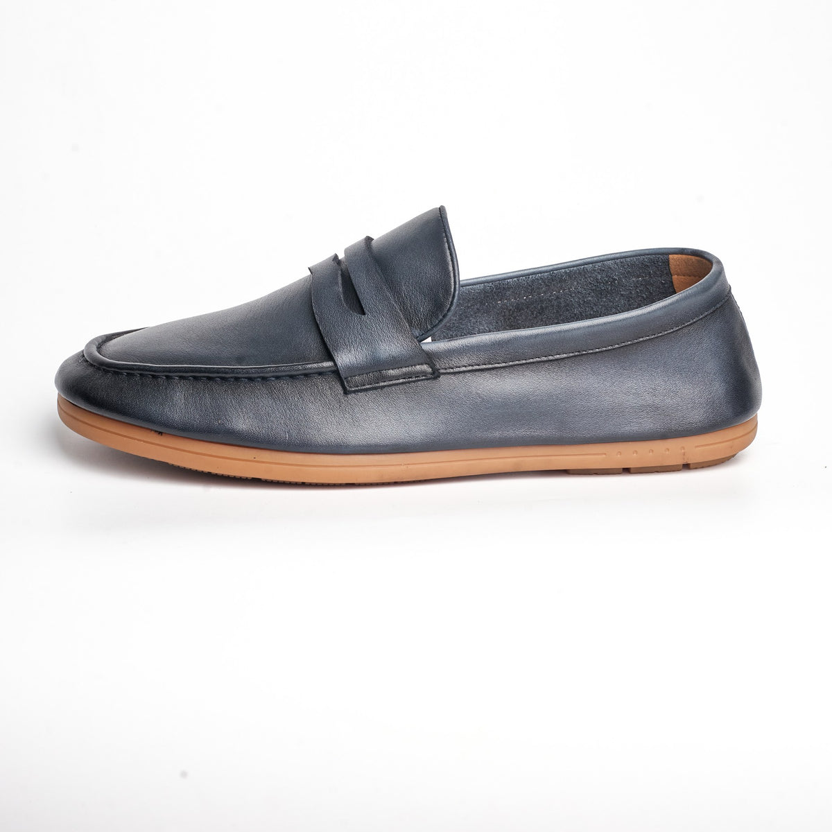 BB-072 Navy - Contrast-Sole Penny Loafer - Bruno Bunker