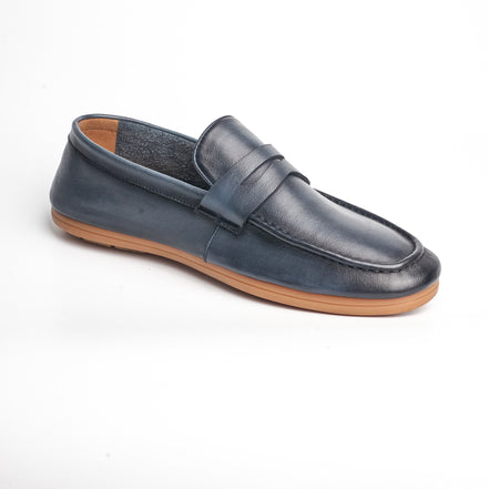 BB-072 Navy - Contrast-Sole Penny Loafer - Bruno Bunker