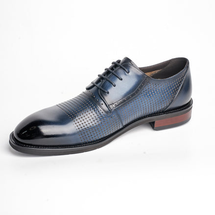 BB-076 Navy - Perforated Side-Panel Derby - Bruno Bunker