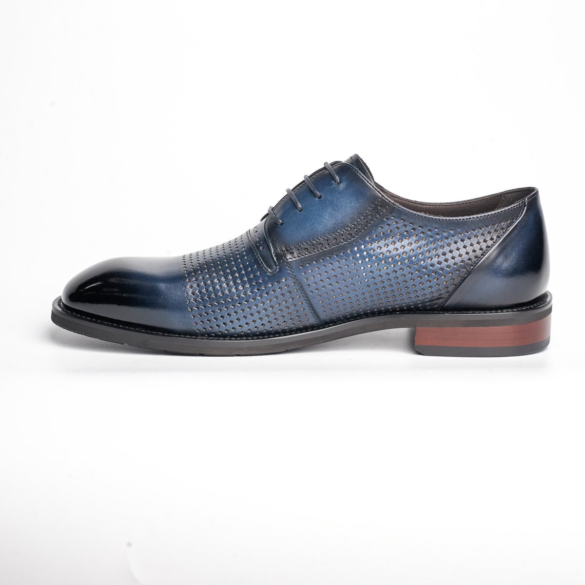 BB-076 Navy - Perforated Side-Panel Derby - Bruno Bunker