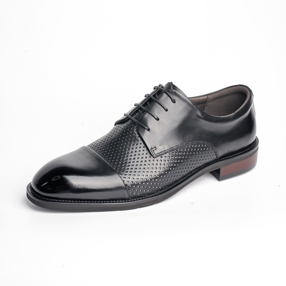 BB-077 Black - Perforated Cap-Toe Derby - Bruno Bunker