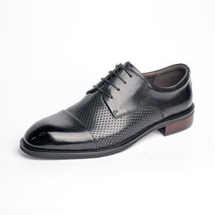 BB-077 Black - Perforated Cap-Toe Derby - Bruno Bunker