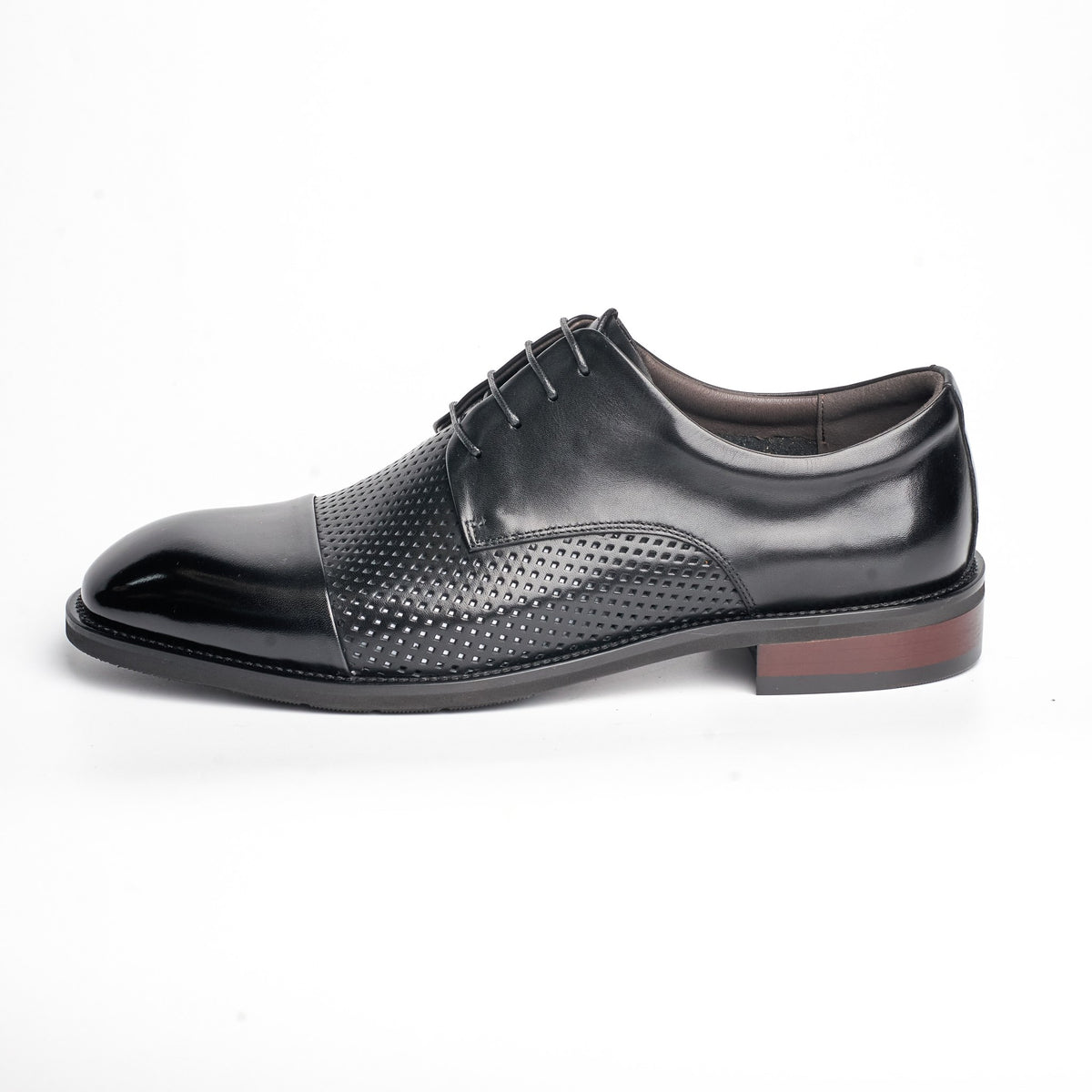 BB-077 Black - Perforated Cap-Toe Derby - Bruno Bunker