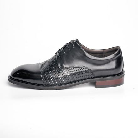 BB-077 Black - Perforated Cap-Toe Derby - Bruno Bunker