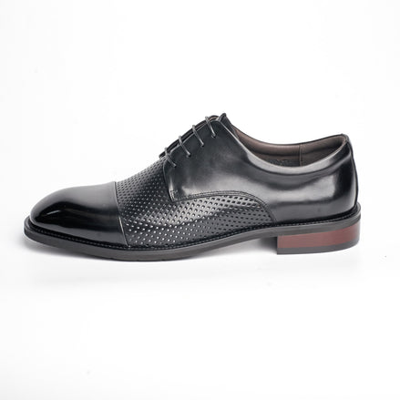 BB-077 Black - Perforated Cap-Toe Derby - Bruno Bunker