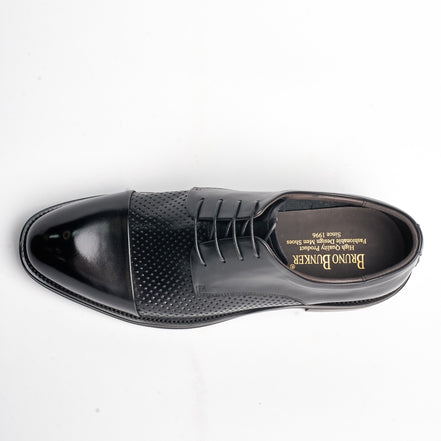 BB-077 Black - Perforated Cap-Toe Derby - Bruno Bunker