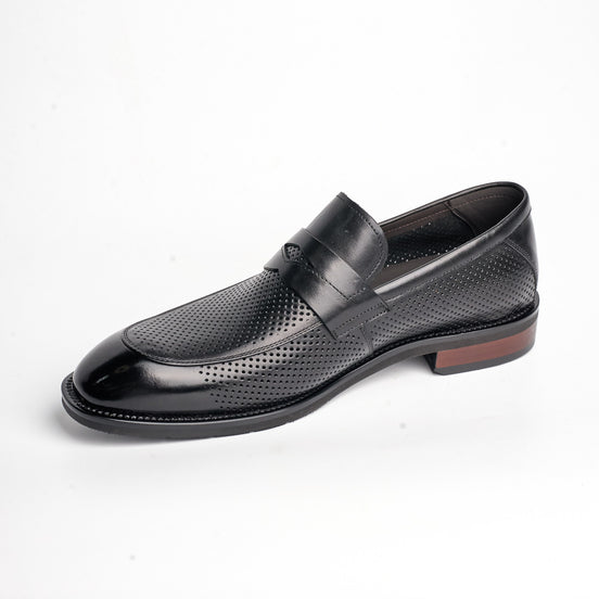 BB-080 Black Perforated - Dress Penny Loafer - Bruno Bunker
