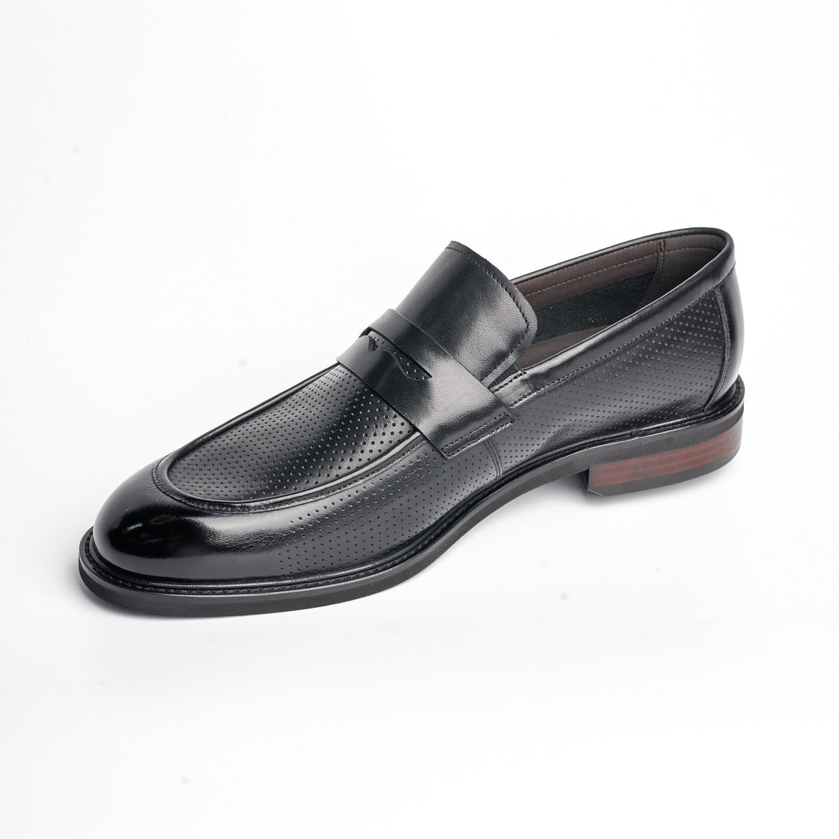 BB-080 Black Perforated - Dress Penny Loafer - Bruno Bunker