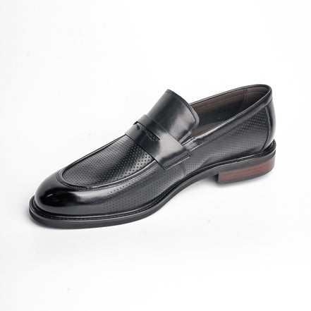 BB-080 Black Perforated - Dress Penny Loafer - Bruno Bunker
