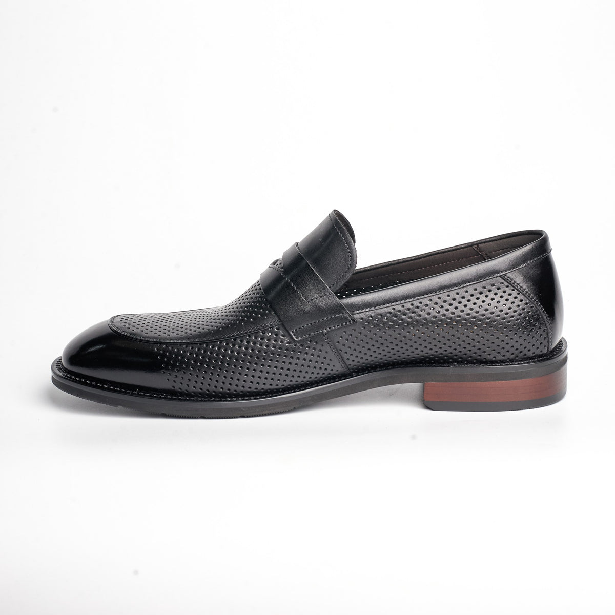 BB-080 Black Perforated - Dress Penny Loafer - Bruno Bunker